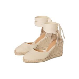 Castaner Espadrilles 39 Carina 80 Wedge Ivory Canvas Women's Platform Heel US 8